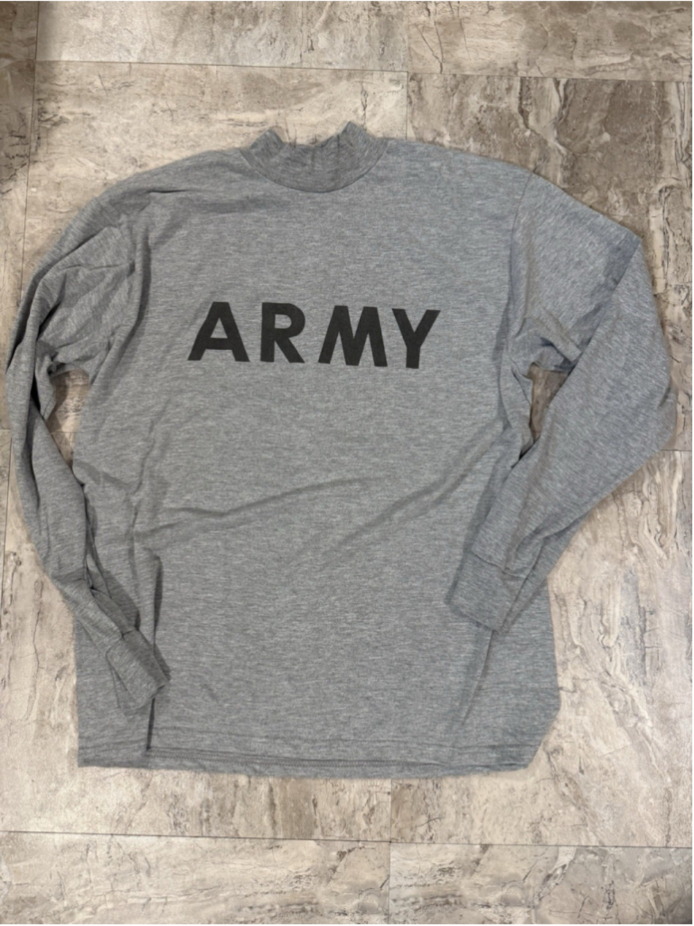 VTG US Army Shirt Adult Large Grey Long Sleeve Mockneck Tri Blend Training - Picture 2 of 4